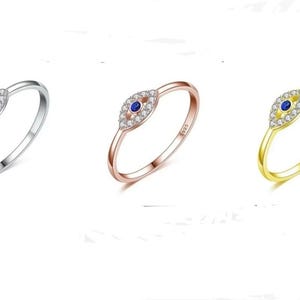 Bohemian Fashion Minimalist Jewelry Evil Eye Blue Stone Sterling Silver 925 Ring Protection Good Luck Amulet Amulette