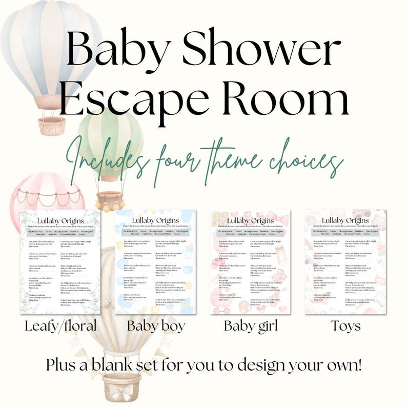 Baby Shower Escape Room and Baby Shower Bingo, Baby Shower Games Etsy