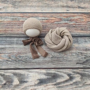 Newborn Cotton Knit Wrap Set: Handmade Baby Photography Props