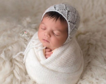 Ensemble d'oreillers de jouet de chapeau d'enveloppement d'emmaillotage tricoté pour accessoire photo, séance photo de bébé ensemble d'enveloppement, chapeau d'enveloppement de nouveau-né tricoté, bonnet de bébé, jouet tricoté, oreiller pour nouveau-né