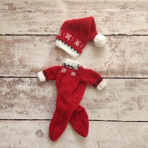 Knitted newborn Baby Christmas Snowflake Bonnet Outfit Set, newborn Baby Girl and Boy Santa Claus Costume photo prop,Baby Elf Hat and romper