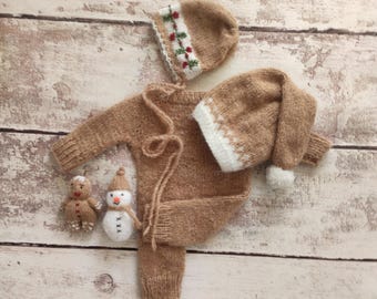 Set med julklapp för nyfödd – Julklapp, mössa och hatt, fotorekvisita