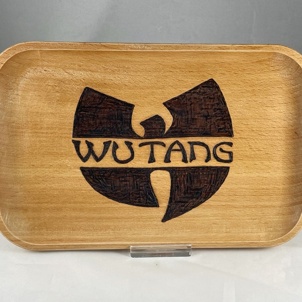 Wu-Tang Rolling Tray | Pyrography Wood Burning Art  | Weed Pot Marijuana Tray Holder Board | Wu-Tang Clan