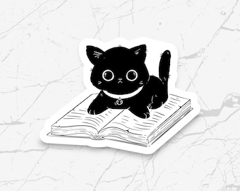 Cat on a Book Sticker, Book Lover, Reading, Bookish, Kindle Stickers