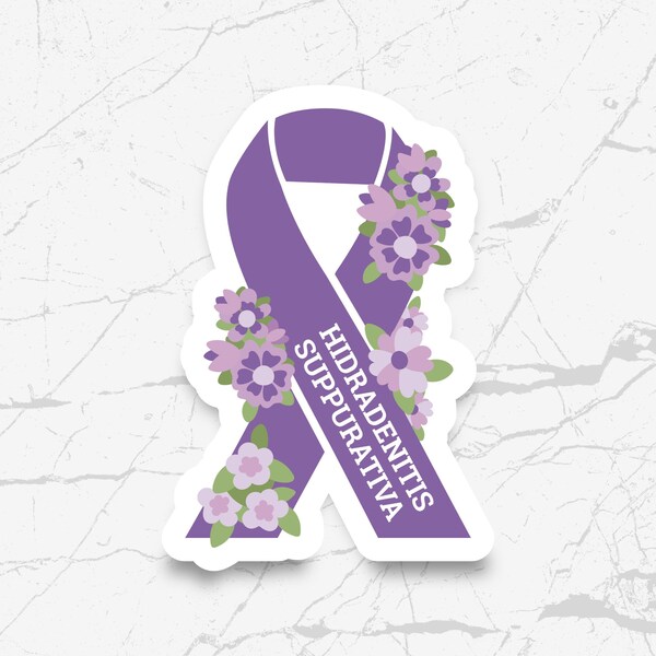 Hidradenitis Suppurativa Sticker, HS Awareness Sticker, Floral Purple Awareness Ribbon, Acne Inversa