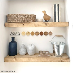 Rustic Floating Shelf handmade from solid wood, Floating shelf 15cm deep, 4.5cm thick, fixings included, wax finish image 1