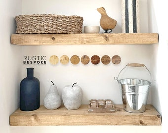 Rustic Floating Shelf handmade from solid wood, Floating shelf 15cm deep, 4.5cm thick, fixings included, wax finish