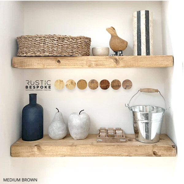 Rustic Floating Shelf handmade from solid wood, Floating shelf 15cm deep, 4.5cm thick, fixings included, wax finish