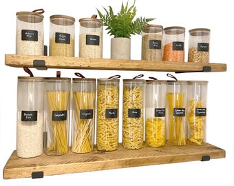 Rustic Shelf Handmade, Solid Wood with Steel Brackets, 15cm Deep