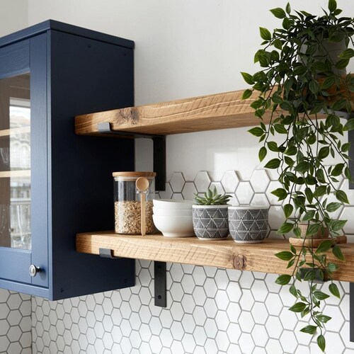 Rustic Wood Shelf , Reclaimed Boards , Heavy Duty Brackets