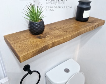 Rustic  Floating Shelf: Waney Edge Rustic Decor, wood shelves