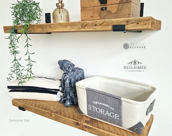 Rustic Reclaimed Wood Shelf: Heavy Duty Brackets, 9 Wax Finishes