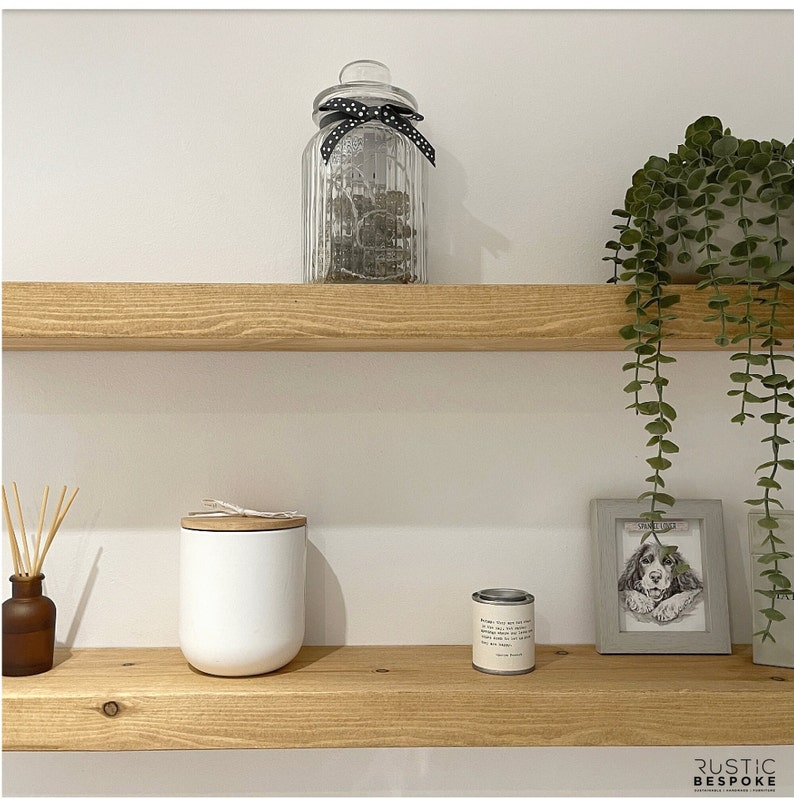 Rustic Floating Shelf handmade from solid wood, Floating shelf 15cm deep, 4.5cm thick, fixings included, wax finish image 5