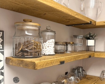 Rustic Shelves: Reclaimed Wood Scaffold Board, Heavy Duty Brackets