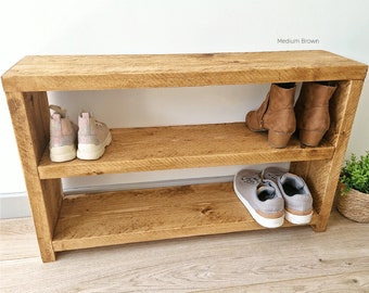 Rustic Shoe bench Made From Reclaimed Scaffolding Boards / Shoe rack / Shoe storage / Hallway Bench