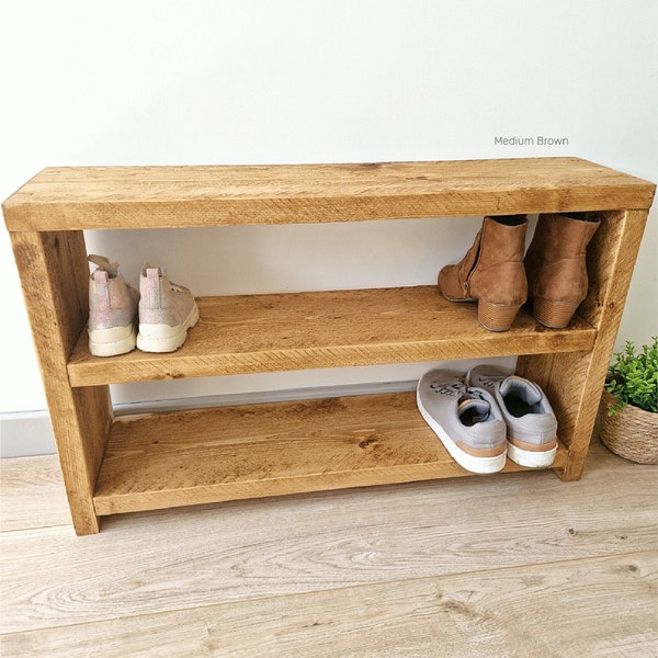 Rustic Shoe bench Made From Reclaimed Scaffolding Boards / Shoe rack / Shoe storage / Hallway Bench