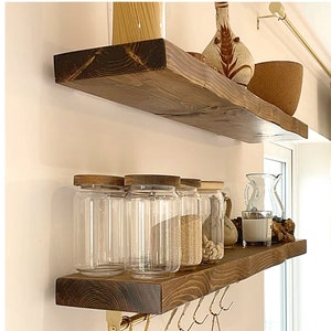 Floating Shelf Handmade From Solid Wood, 20cm Deep, 4.5cm Thick, Various Wax Finishes, Fixings Included image 6