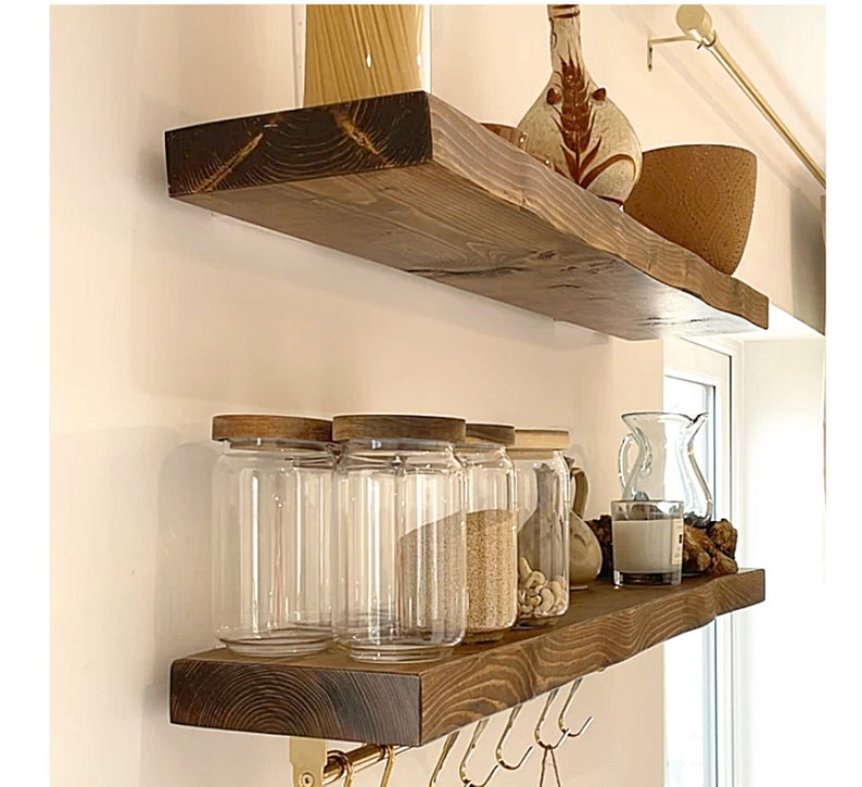 Floating Shelf Handmade From Solid Wood, 20cm Deep, 4.5cm Thick, Various Wax Finishes, Fixings Included image 6