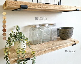 Rustic Shelf Made From Reclaimed Scaffolding Boards, 22.5cm Deep, 3.5cm Thick, 8 Wax Finishes, Heavy Duty Brackets And Fixings Included