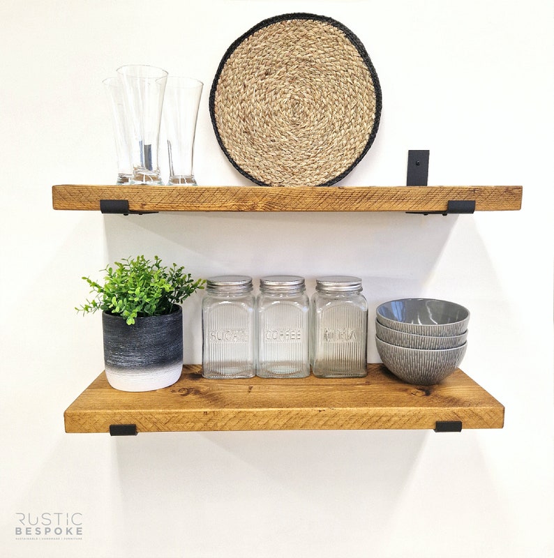 Rustic Shelf Made From Reclaimed Scaffolding Boards, 22.5cm Deep, 3.5cm Thick, 8 Wax Finishes, Heavy Duty Brackets And Fixings Included image 4