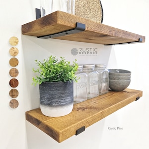 Rustic Shelf Made From Reclaimed Scaffolding Boards, 22.5cm Deep, 3.5cm Thick, 8 Wax Finishes, Heavy Duty Brackets And Fixings Included image 1
