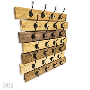 Handmade coat rack coat hooks vintage Country cottage wax finish image 1