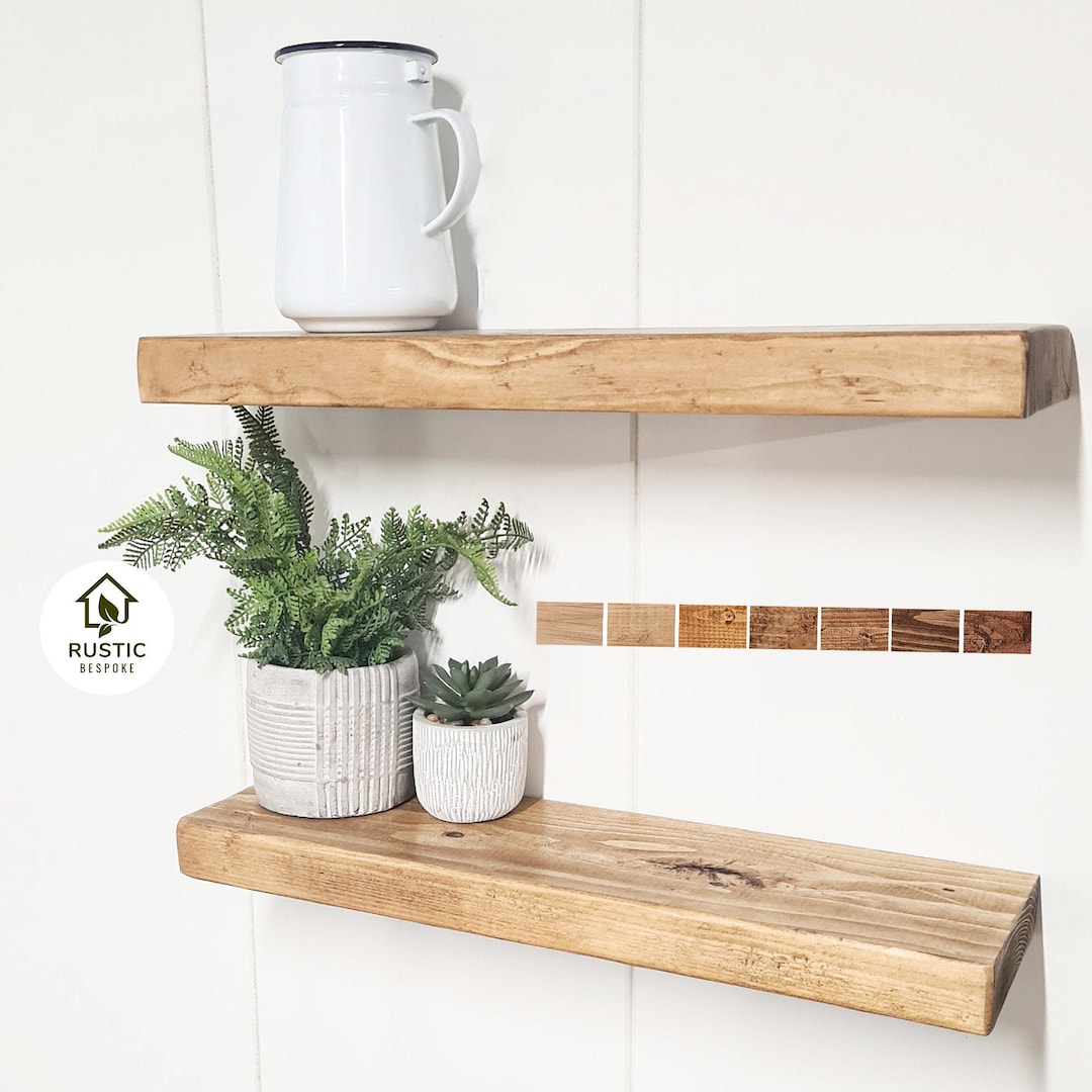 Rustic Floating Shelf Handmade From Solid Wood Floating Shelf - Etsy UK