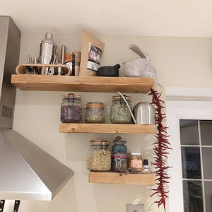 Rustic Floating Shelves , handmade , Floating shelf 15cm deep, 4.5cm thick, fixings included, wax finish, image 3