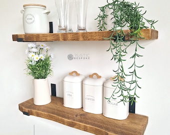 Rustic Scaffolding board Shelf: Handmade Solid Wood with Waney Edge