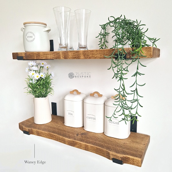 Rustic Scaffolding board Shelf: Handmade Solid Wood with Waney Edge