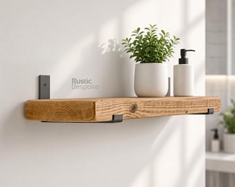 Rustic Reclaimed Scaffolding Shelf: Heavy Duty Brackets, 8 Wax Finishes
