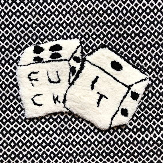 F* It Dice Rug | Handmade Tufted Rug | Unique Statement Rug | Bold Wall Hanging | Customizable