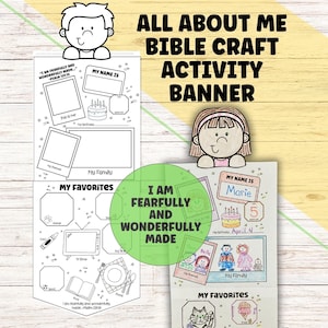 Alles over mij Bijbelknutselactiviteitenbanner, Psalm 139:14 Knutselfeiten over mij banner voor kinderen, terug naar school kleurplaat voor zondagsschool