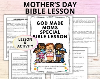 Mothers Day Bible Lesson God Made Moms Special, Moms of the Bible: Jochebed Sunday School Lesson Printable, Christian Kids Mothers Day craft