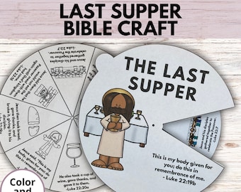 The Last Supper Bible Craft, Easter Bible Story Lesson Wheel, Holy Week Bible Activity, Last Supper Printable Bible Spinner Lesson for Kids
