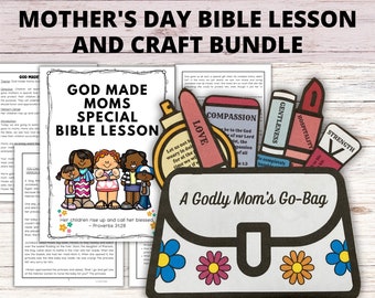 Mothers Day Bible Lesson and Craft Bundle, Sunday School Mothers Day Gods Gifts, Children's Church Mothers Day Bible Craft Kids Gift for Mom