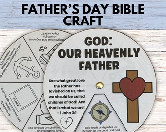 God Our Heavenly Father Bible Wheel Craft Lesson, Fathers Day Bible Lesson, Sunday School Lesson Printable, Christian Kids Fathers Day craft