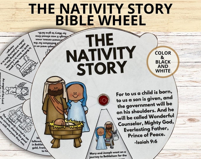 Birth of Jesus Coloring Wheel, Printable Nativity Christmas Activity ...