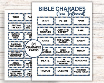 New Testament Bible Charades Game, Bible Game for Kids and Adults, Sunday School Act It Draw It, Church Fellowship Printable Charade Cards