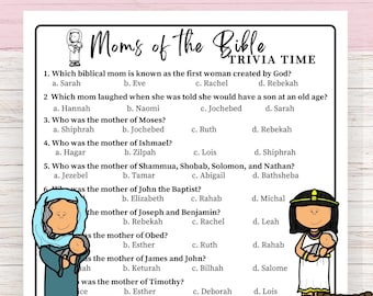Mothers Day Mothers of the Bible Trivia for Church and Bible Study, Mothers Day Tea Sunday School Game, Moms of the Bible Trivia Quiz