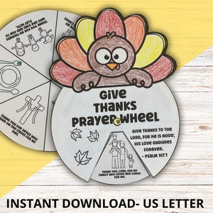 Geben Sie Danksagung Thanksgiving Gebet Färbung Handwerk, Sonntagsschule Bibelstunde für Kinder, druckbare Danksagungsrad Handwerk der Kinderkirche