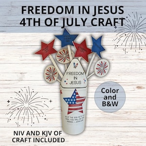 4th of July Sunday School Bible Craft, Freedom in Jesus Bible Printable Activity, Children's Church Kids DIY Independence Day Craft Activity