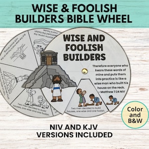 Gleichnis der Weisen und törichten Baumeister Sonntagsschule Bibel Rad Handwerk für Kinder, bauen Sie Ihr Leben auf dem Felsen Matthäus 7: 24-27 Handwerk für VBS