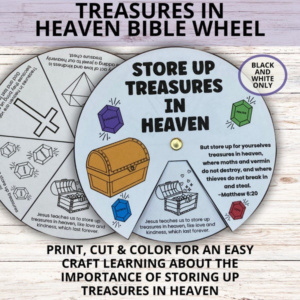 Store Up Treasures in Heaven Bible Wheel Craft Sunday School Lesson for Kids, St. Patrick's Day Bible Story Lesson Wheel, Matthew 6:19-21