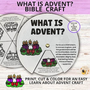 Advent Coloring Craft Wheel Printable for Kids, Sunday School Craft Activity, Advent Wreath Coloring, Christian Christmas Advent Lesson