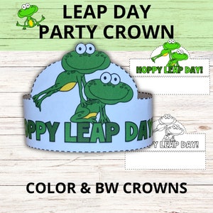 Leap Day Party Crown Craft Activity Printable, Leap Year Craft Crown for Kids, Preschool Frog Leap Day Crown Headband Party Craft