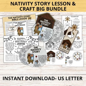 Nativity Story Bible Lesson and Coloring Bible Wheel Christmas Craft, Sunday School Activity for Kids, Nativity Craft, Happy Birthday Jesus
