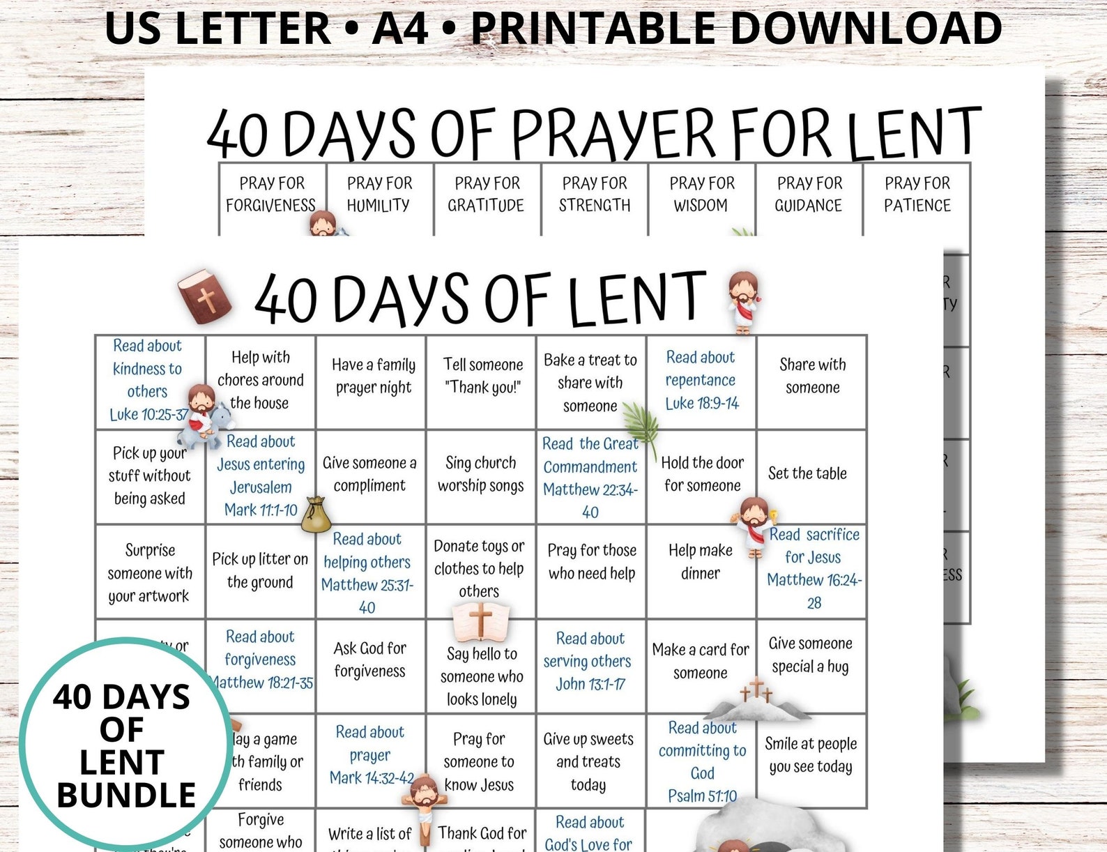 Lent Calendar 2025, 40 Days of Prayer Lent, Lenten Calendar for Kids