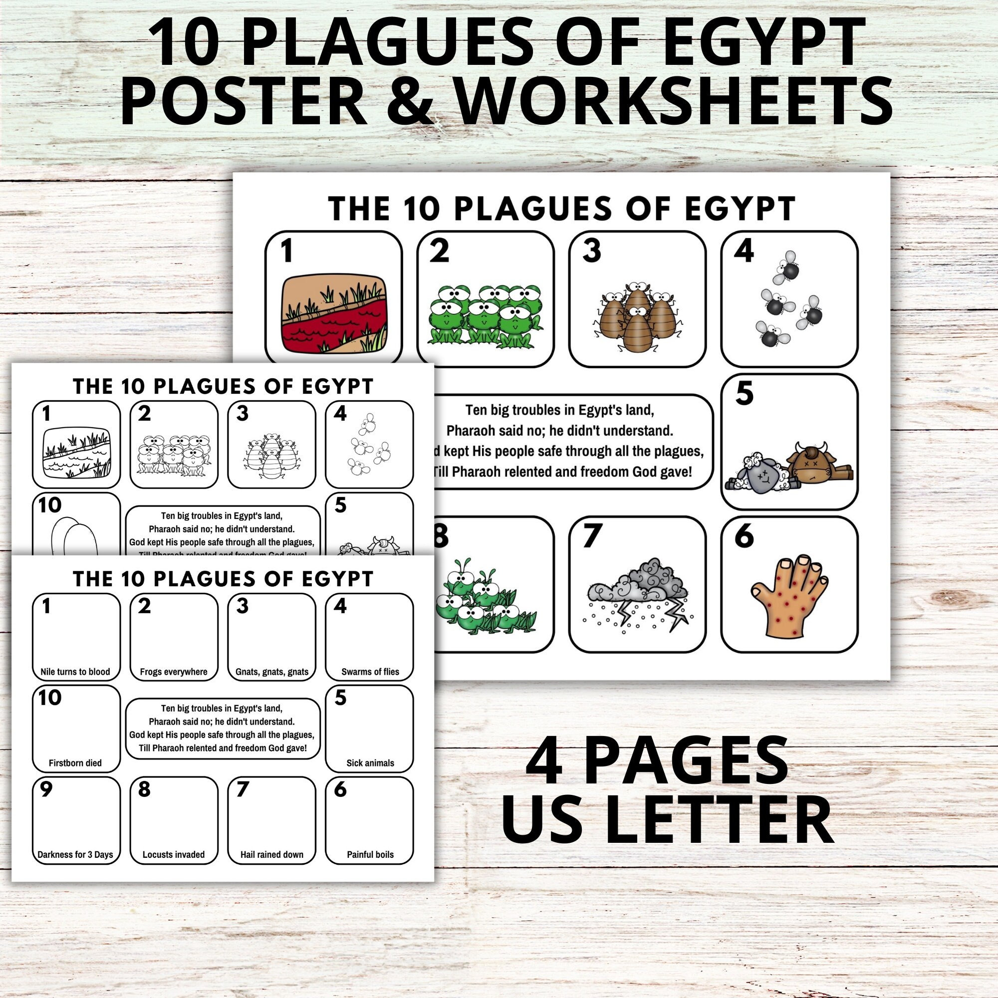 Ten Plagues of Egypt Bible Activity Sheets, Exodus Sunday School Lesson