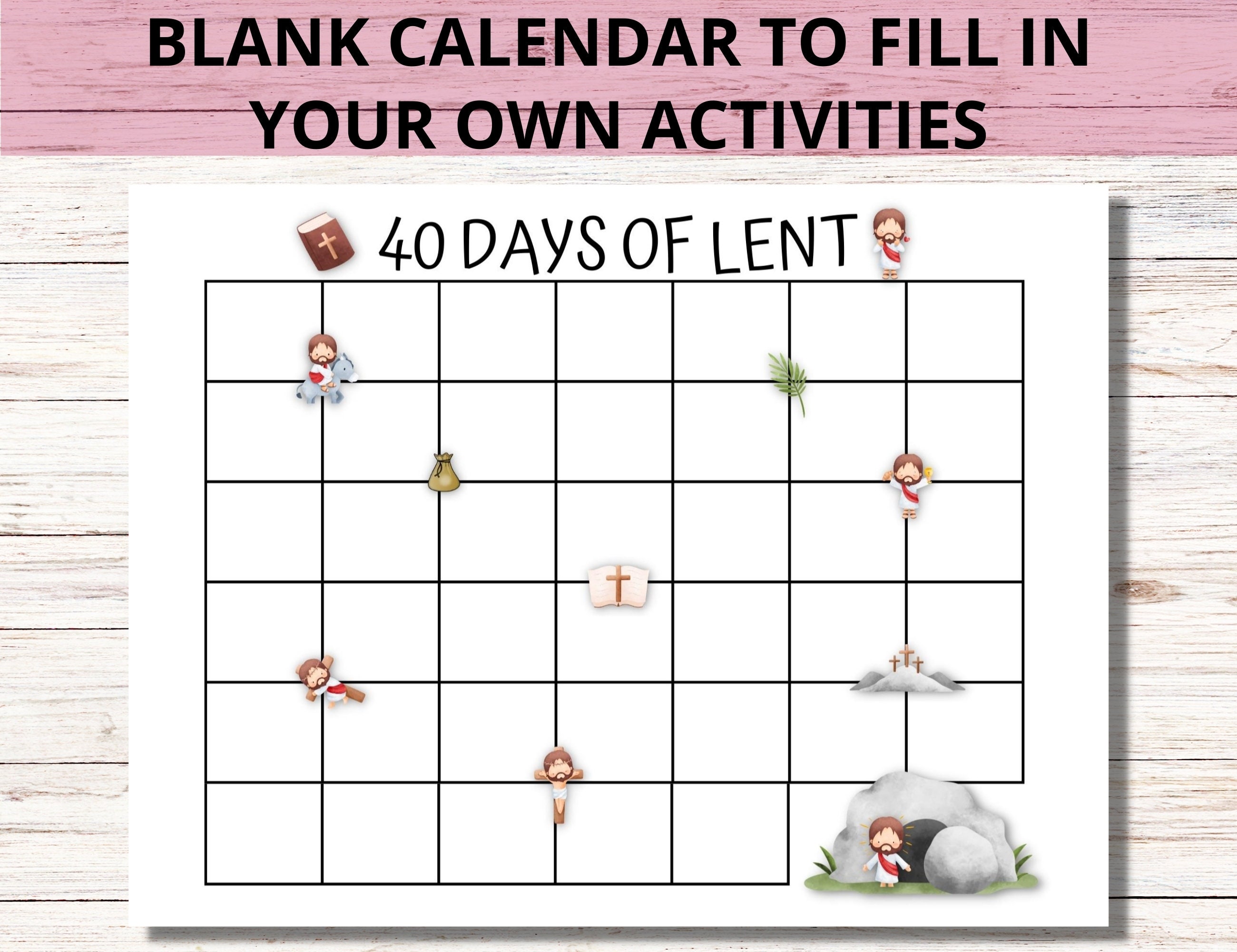 Kids 40 Days Lenten Calendar Lent Activity Calendar for Kids Etsy